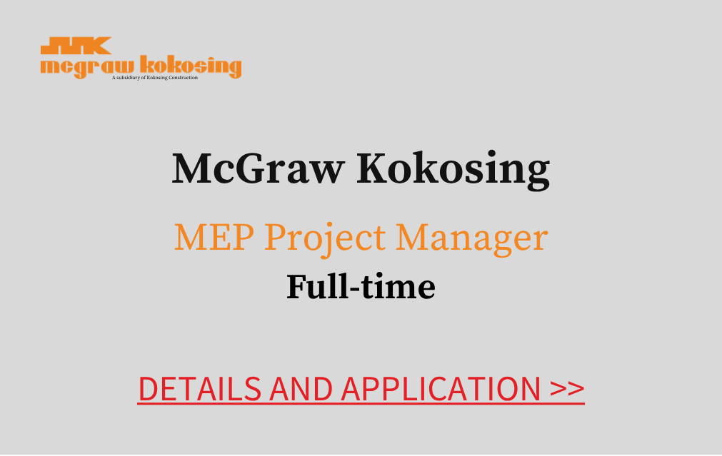 McGraw Kokosing MEP Project Manager Full time Details and Application