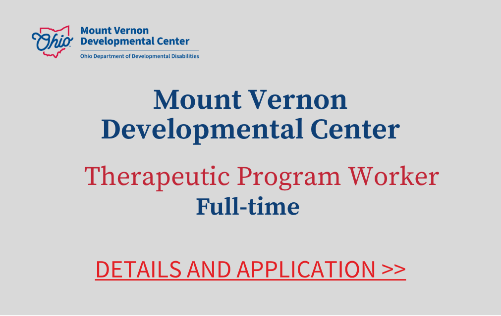 Mount Vernon Developmental Center Therapeutic Program Worker Full-time Details and Application
