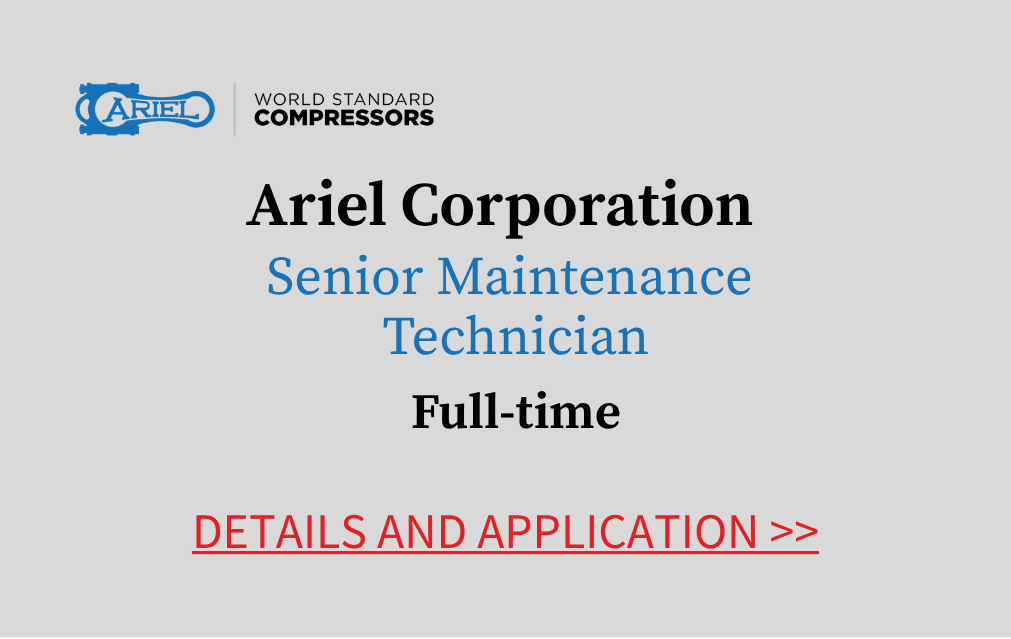 Ariel Corporation Senior Maintenance Technician Full time Details and Application