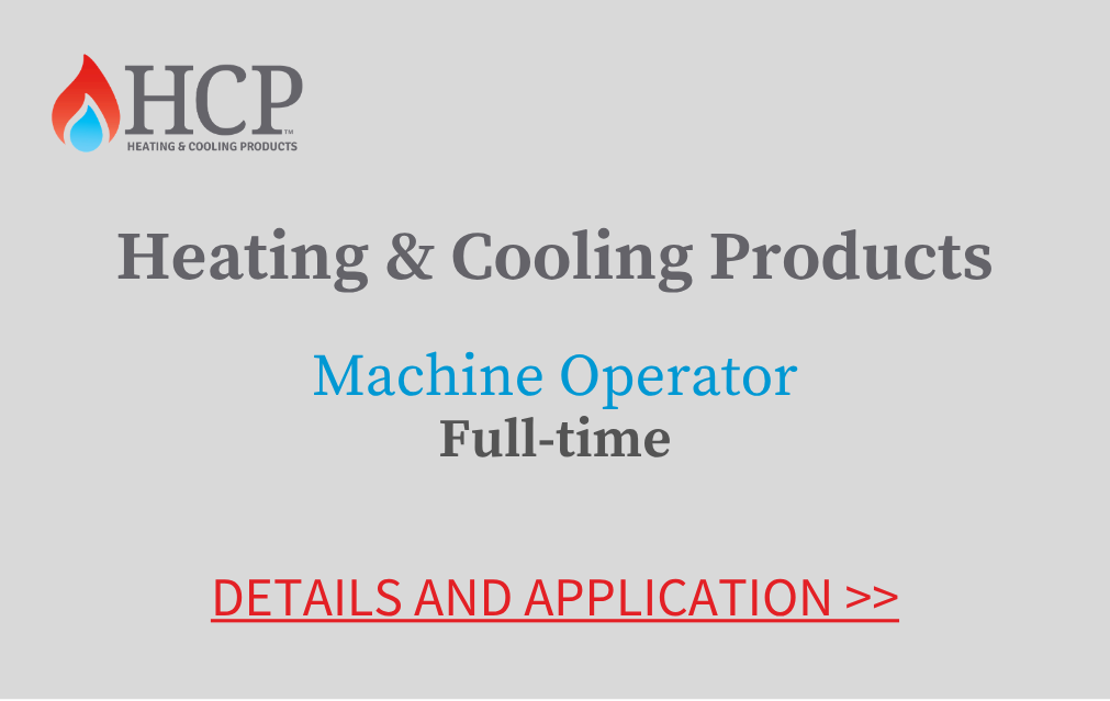 Heating and Cooling Products Machine Operator Full time Details and Application