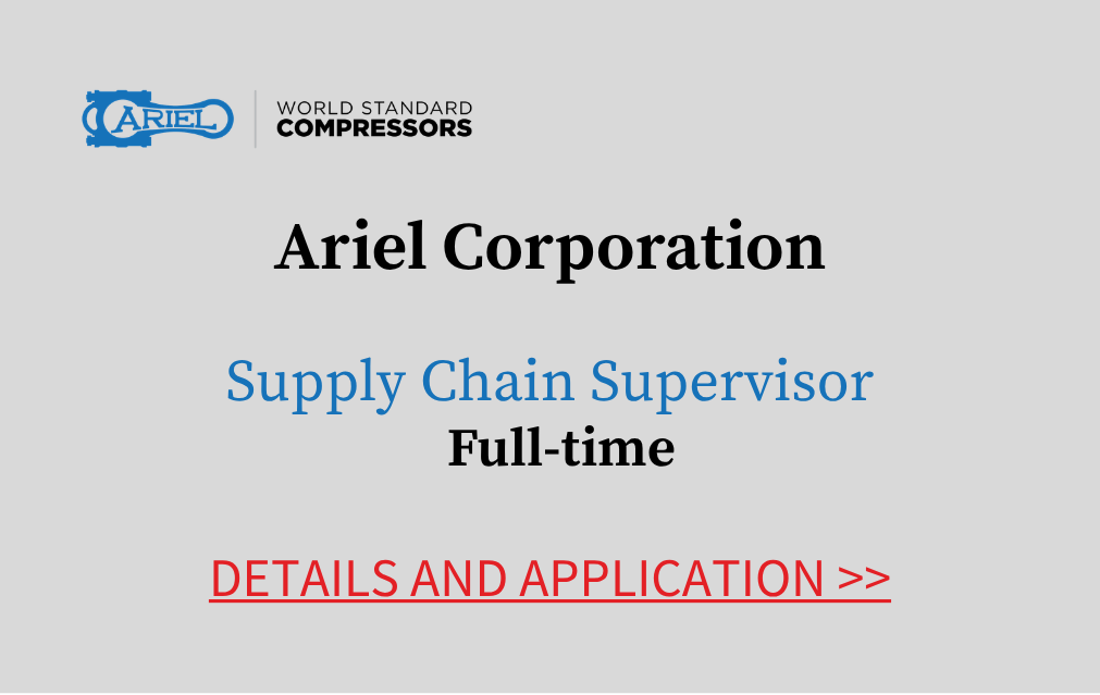 Ariel Corporation Supply Chain Supervisor Full time Details and Application