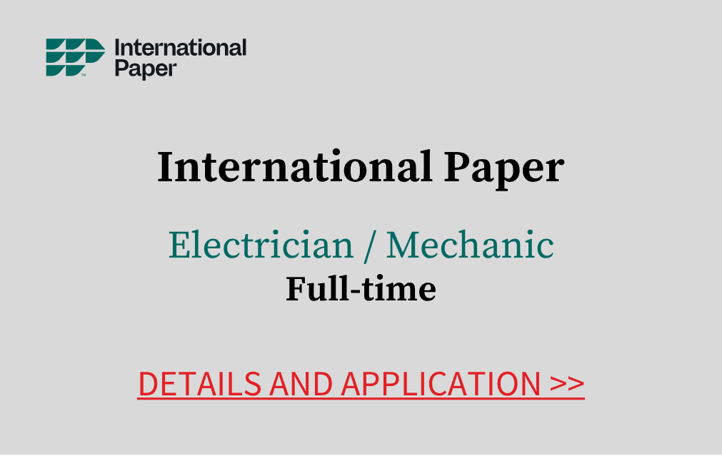 International Paper Electrician/Mechanic Full time Details and application