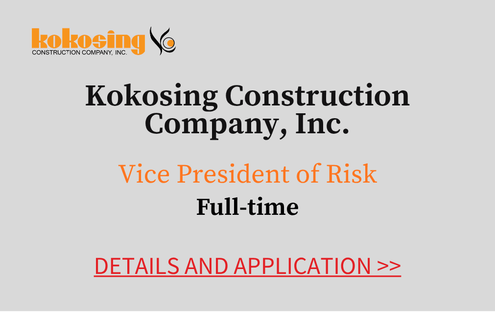 Kokosing Construction Company, Inc. Vice President of Risk Full time Details and application