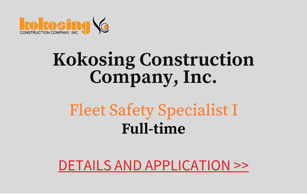 Kokosing Construction Company, Inc Fleet Safety Specialist I Full time Details and application