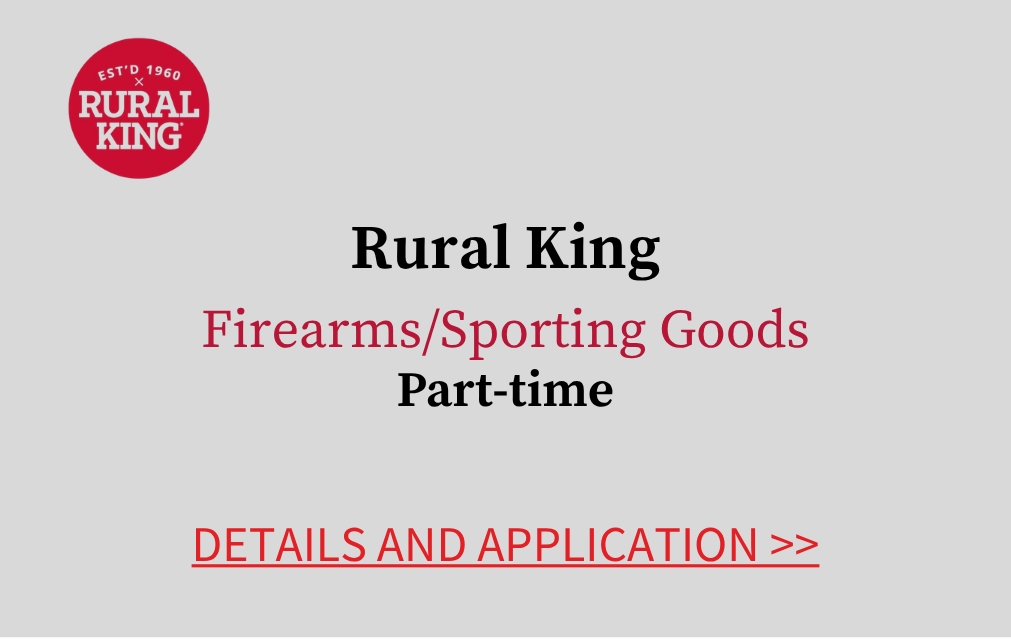 Rural King Firearms/Sporting Goods Part time Details and application