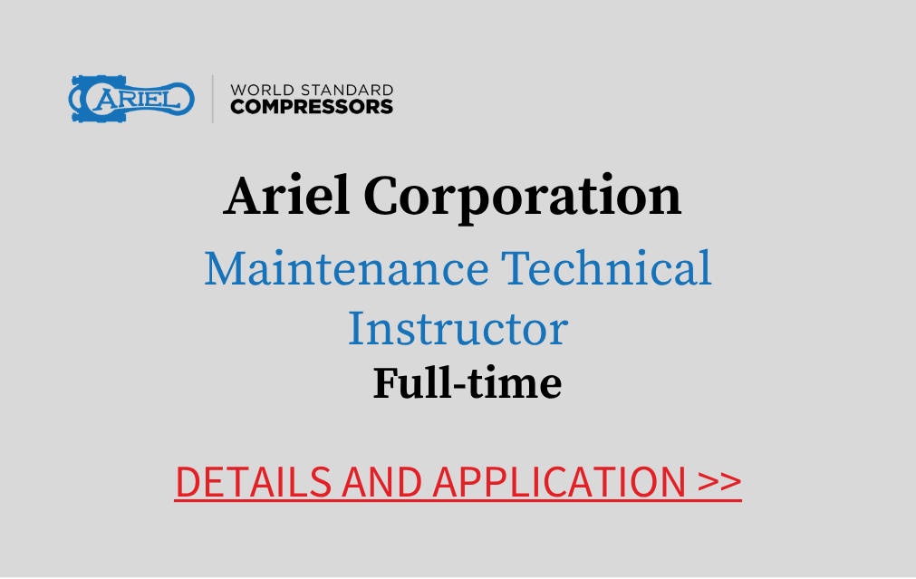 Ariel Corporation Maintenance Technical Instructor Full time Details and application