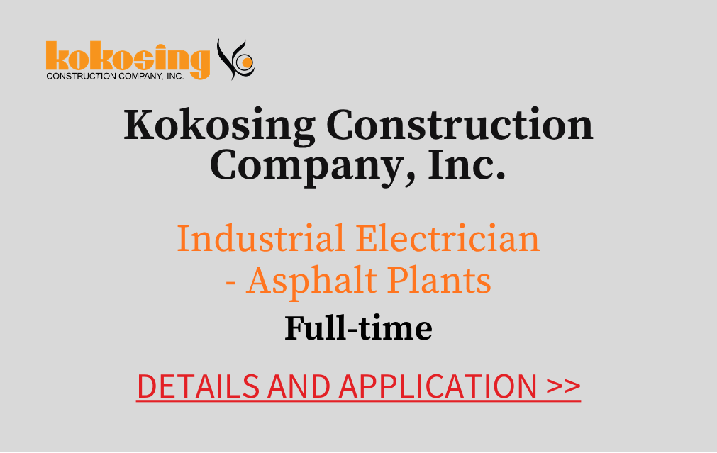 Kokosing Construction Company, Inc Industrial Electrician - Asphalt Plants Full time Details and application