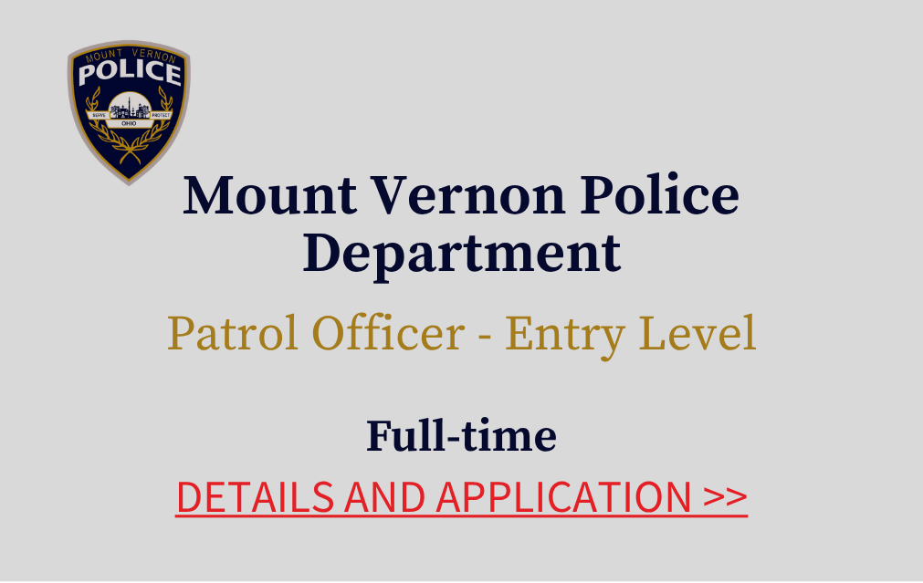 Mount Vernon Police Department Patrol Office Entry Level Full time Details and application